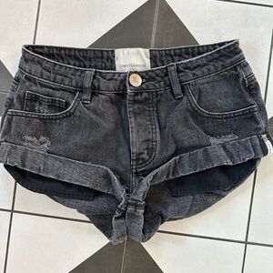 One Teaspoon Black Jean Shorts Relaxed Fit